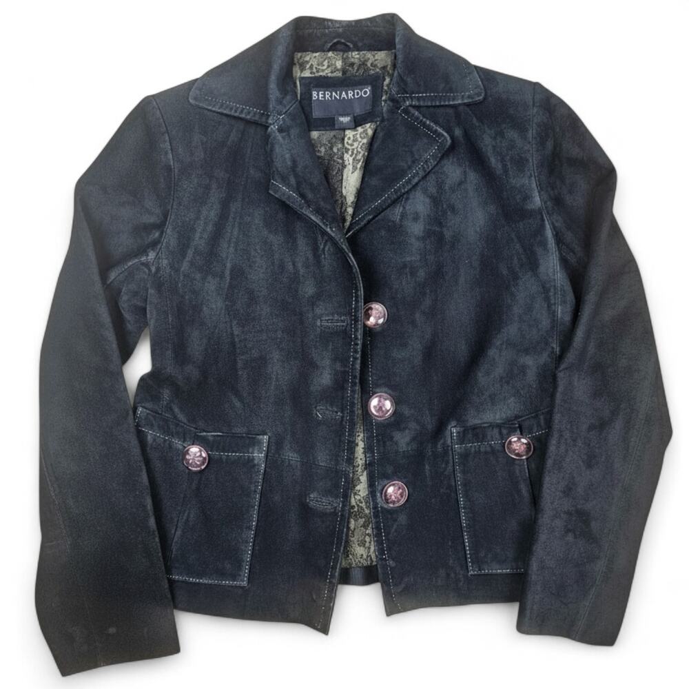 BERNARDO Genuine Leather Jacket Women's S Machine Washable Boutique Chic Casual
